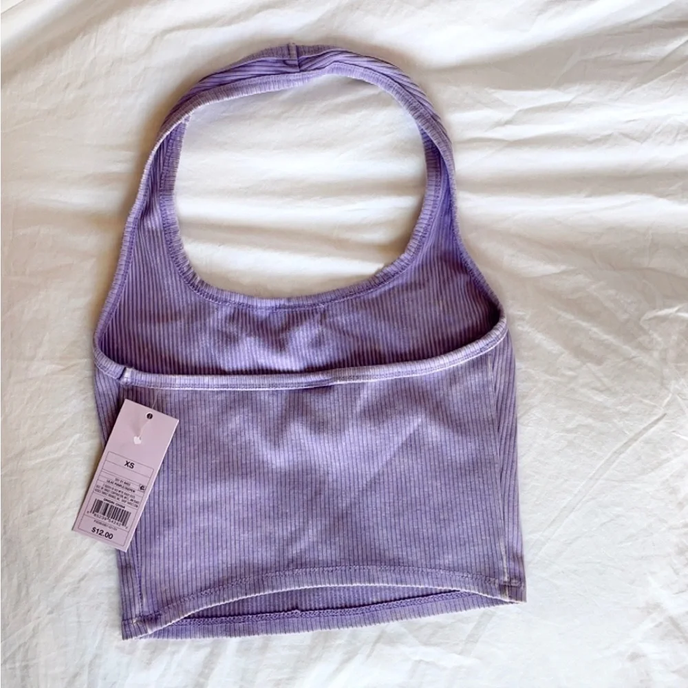 Purple Ribbed Halter Top - Picture 2 of 3